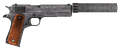 .45 Auto pistol with the silencer modification and the non-playable iron sights.