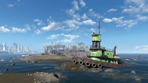 FO4 Spectacle Island (Destroyed boat).jpg
