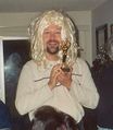 Tim Cain with a wig - At his home, 1997.