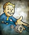 Ein Vault Boy beim Glücksspiel