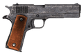 .45 Auto pistol with the non-playable iron sights.