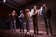 v.l.n.r.: Aaron Moten, Jonathan Nolan, Walton Goggins, Todd Howard, Graham Wagner und James Altman auf der Bühne